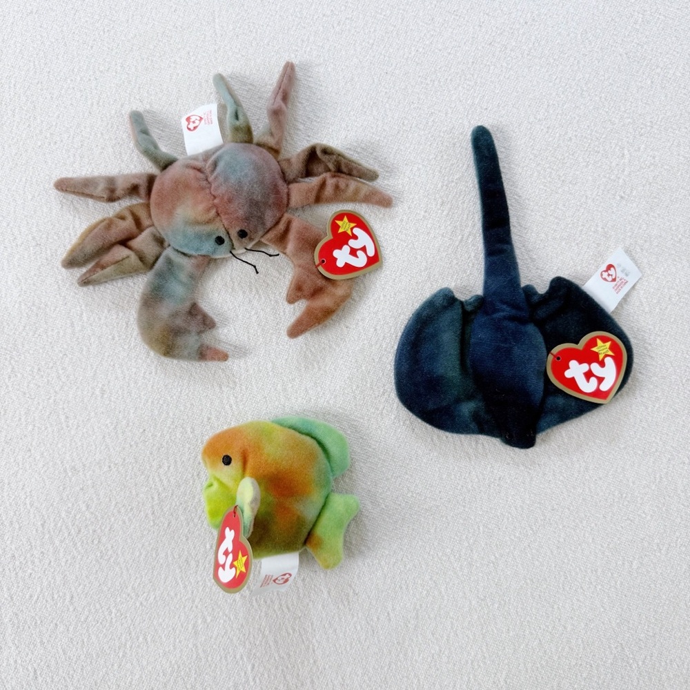 TY | Tie Dye Sea Creature Teenie Beanie Babies Collector Toy Bundle